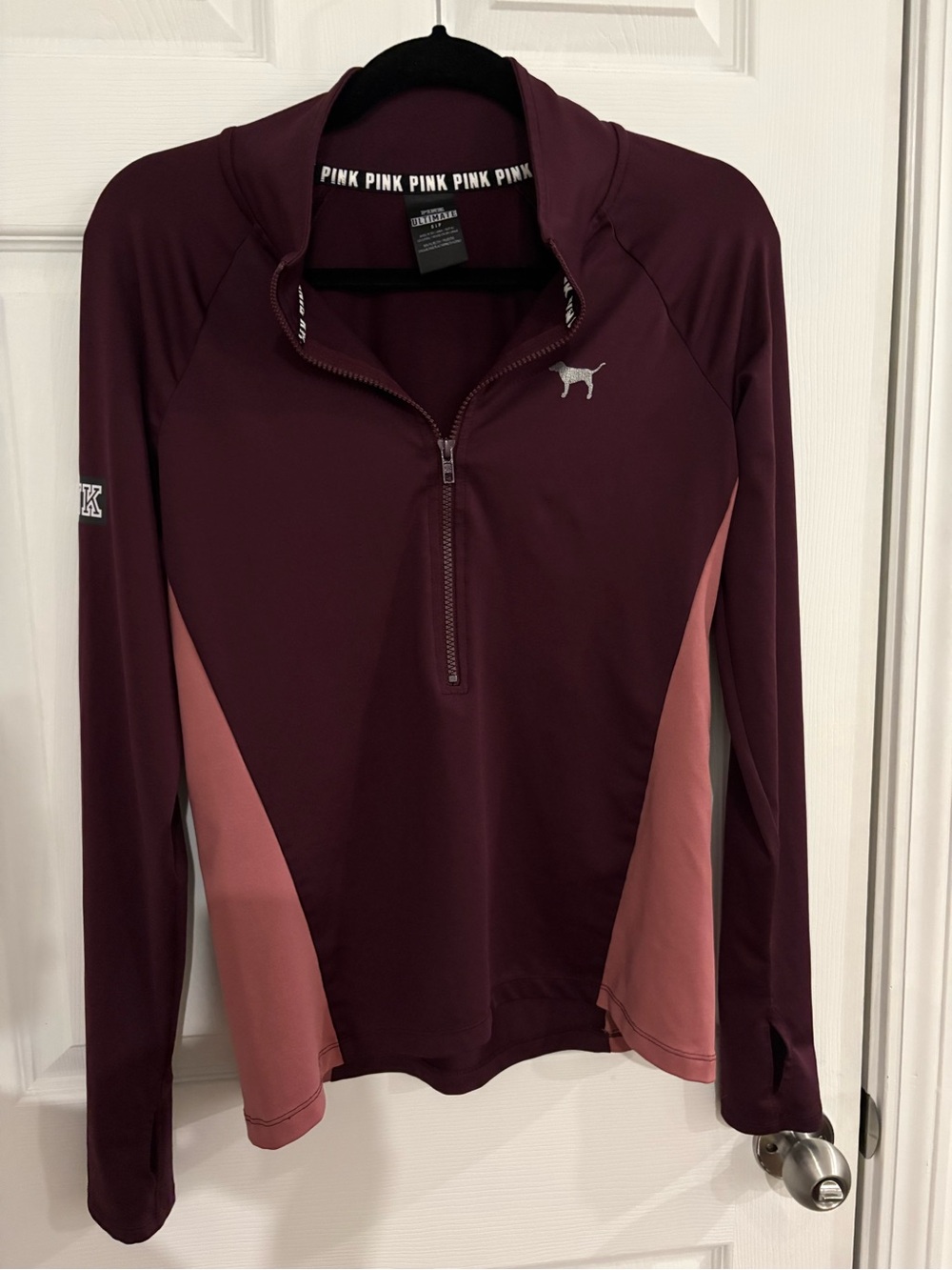PINK Victoria's Secret Burgundy and Pink Half-Zip Performance Pullover 2016